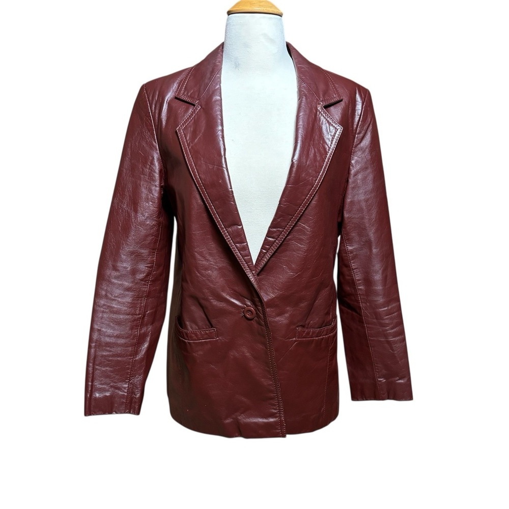 Vtg Leather Jacket Borelli Burgundy 12 Coat 90s Y2K Lorelei Gilmore Girls Retro